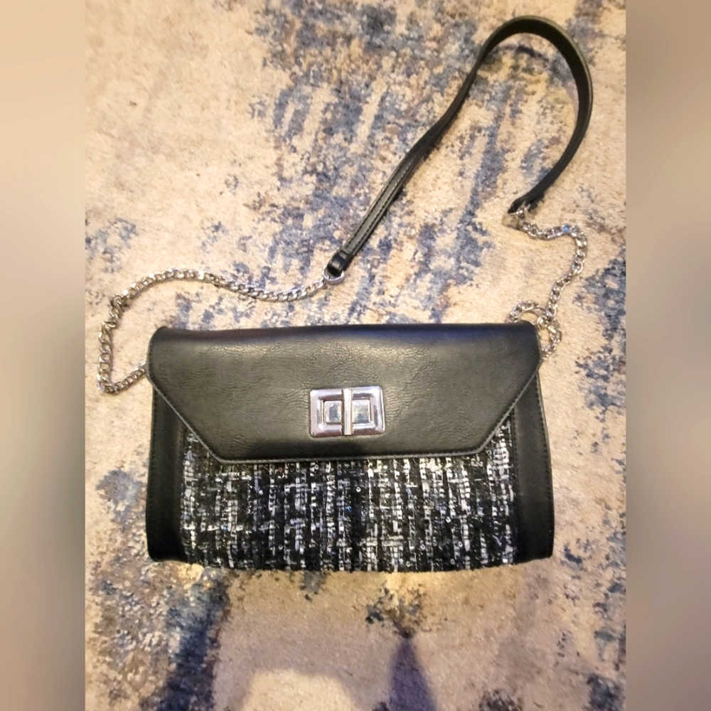 Black & Silver Shoulder/ Clutch Handbag